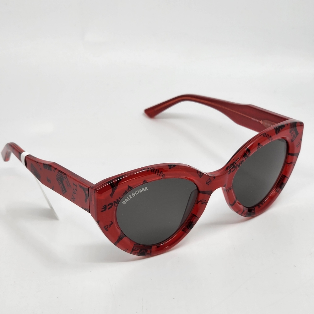 BALENCIAGA Cat Eye Sunglasses Redwith Black Print - Picture 3 of 11